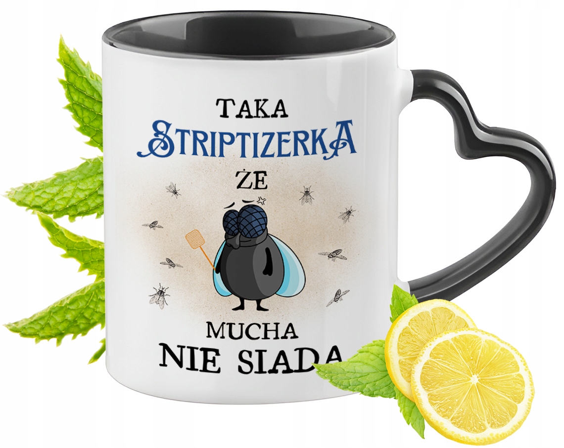 Dla Striptizerki Kubek Czarny Z Uszkiem W Kształcie Serca Na Prezent