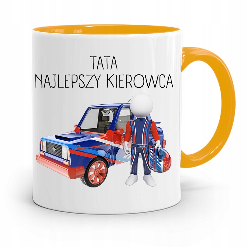 Kubek Żółty Dzień Ojca Dla Taty Najlepszy Kierowca Z Nadrukiem Ze Zdjęciem