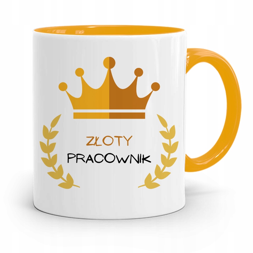 Dla Pracownika Kubek Żółty Złoty Pracownik Prezent Z Nadrukiem Ze Zdjęciem