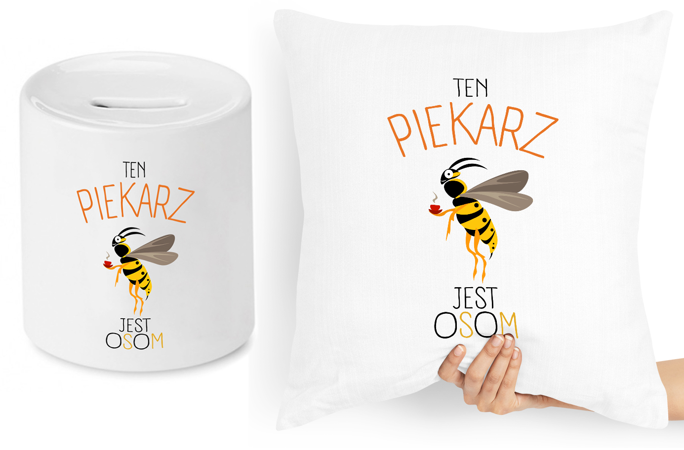 Dla Piekarza Zestaw Poduszka + Skarbonka Prezent Z Nadrukiem Ze Zdjęciem