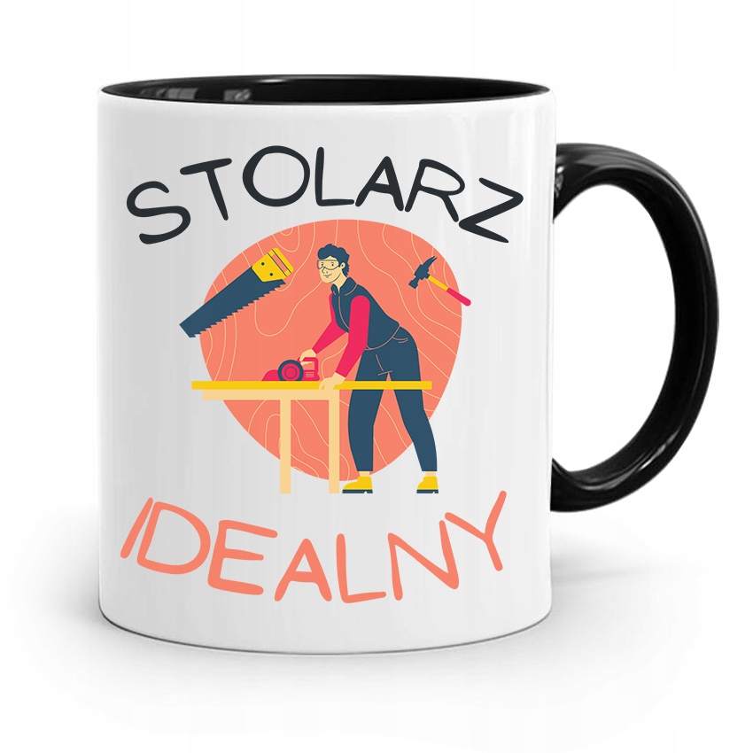 Kubek Czarny Prezent Dla Stolarza Stolarz Idealny Z Nadrukiem Ze Zdjęciem