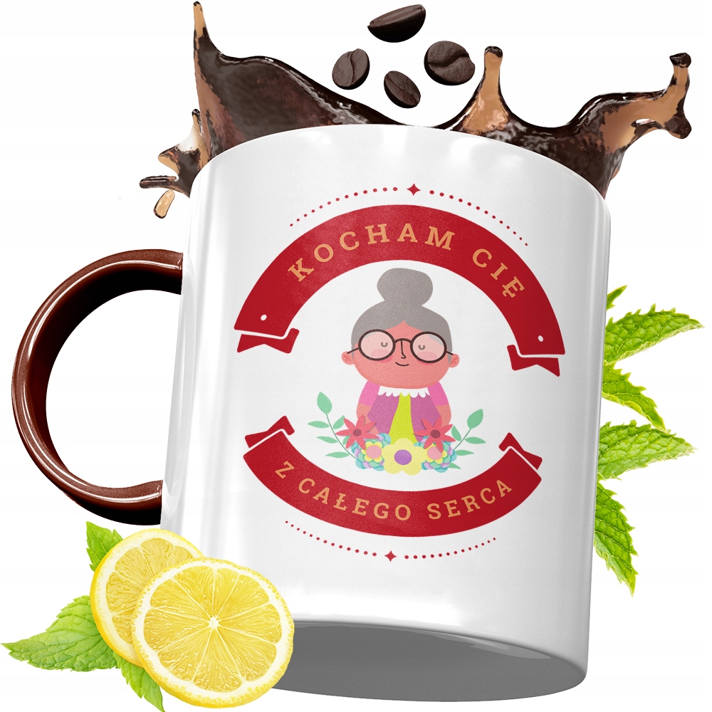 Kubek Bordowy Dla Babci Na Urodziny Prezent Z Nadrukiem Ze Zdjęciem