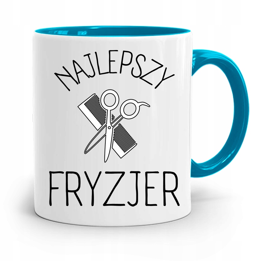 Kubek Błękitny Dla Fryzjera Najlepszy Fryzjer Z Nadrukiem Ze Zdjęciem