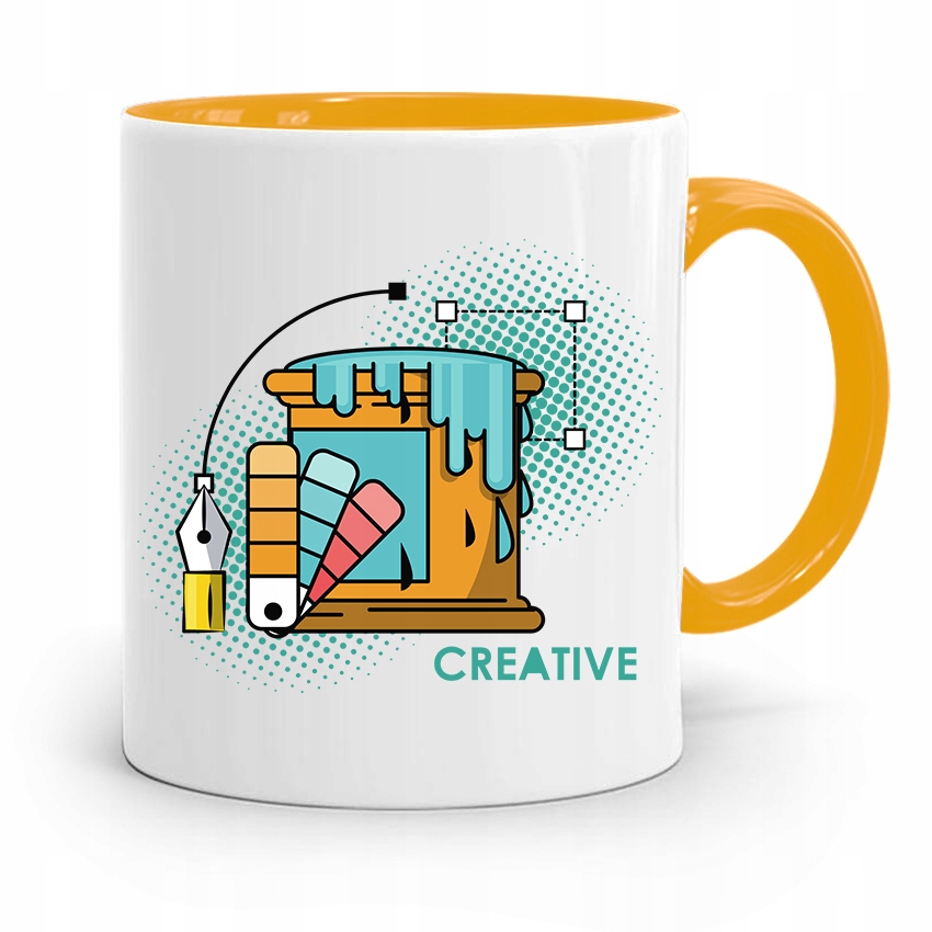 Kubek Żółty Prezent Dla Grafika Creative Z Nadrukiem Ze Zdjęciem