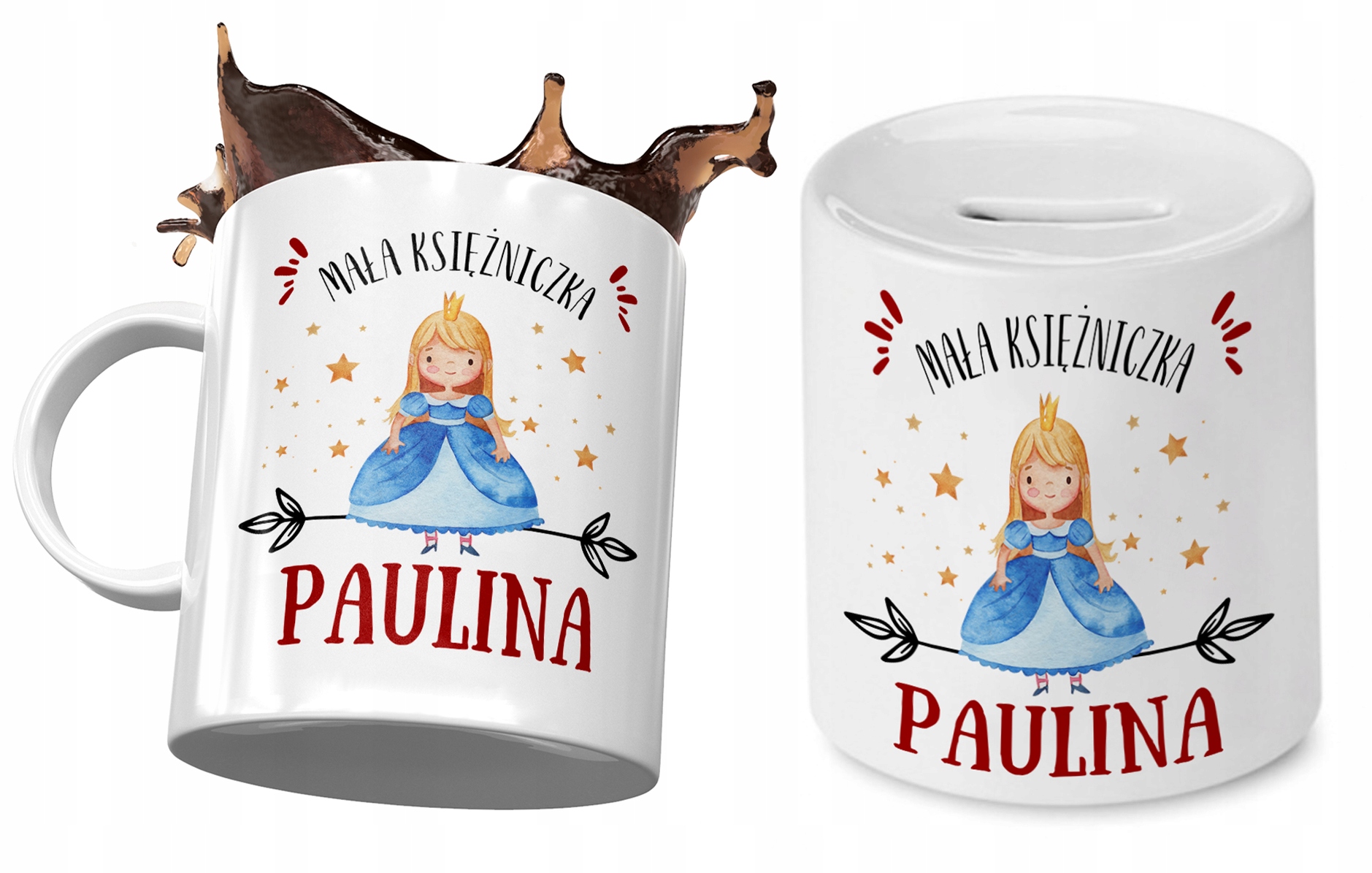 Dla Pauliny Zestaw Kubek + Skarbonka Dla Dziecka Z Nadrukiem Ze Zdjęciem