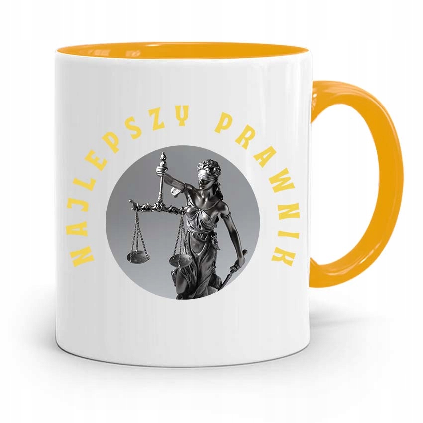 Kubek Żółty Prezent Dla Prawnika Najlepszy Prawnik Z Nadrukiem Ze Zdjęciem