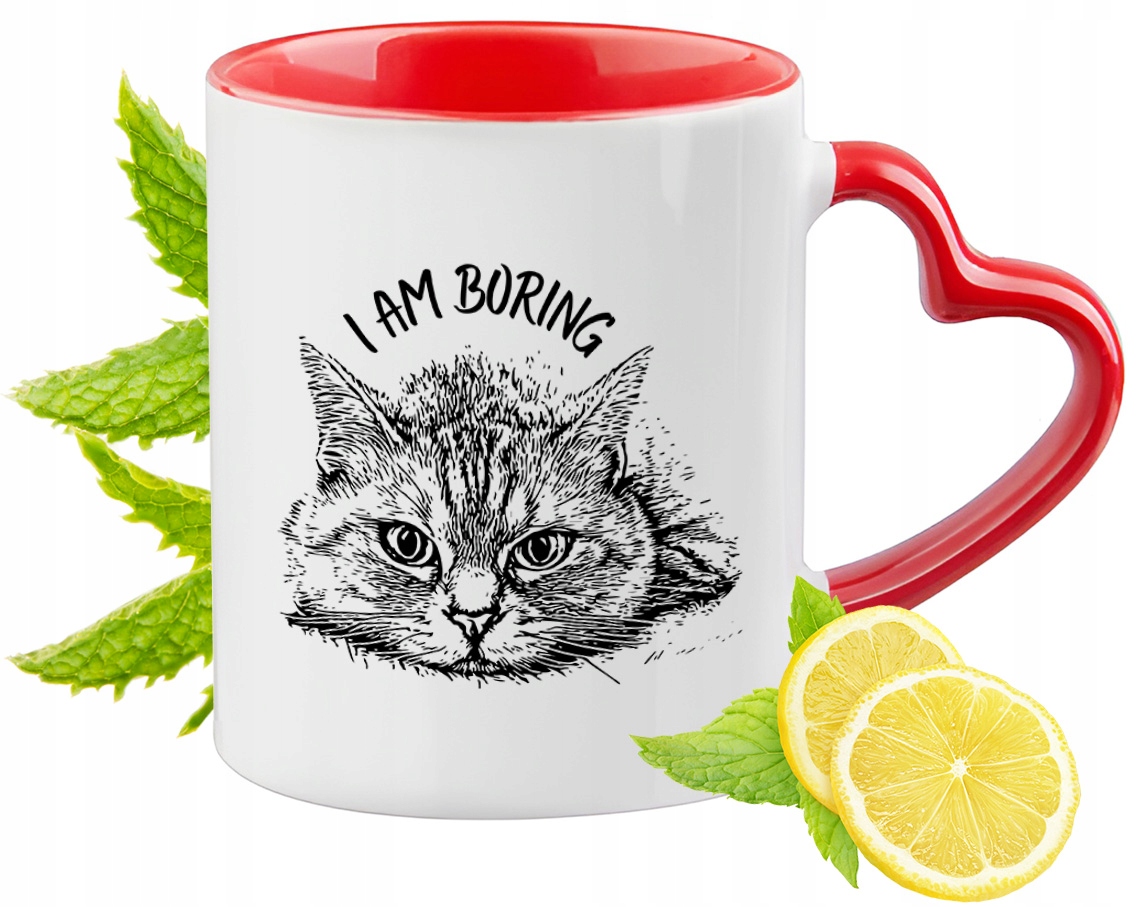 Kot Kotki Kubek Czerwony Z Uszkiem W Kształcie Serca Na Prezent