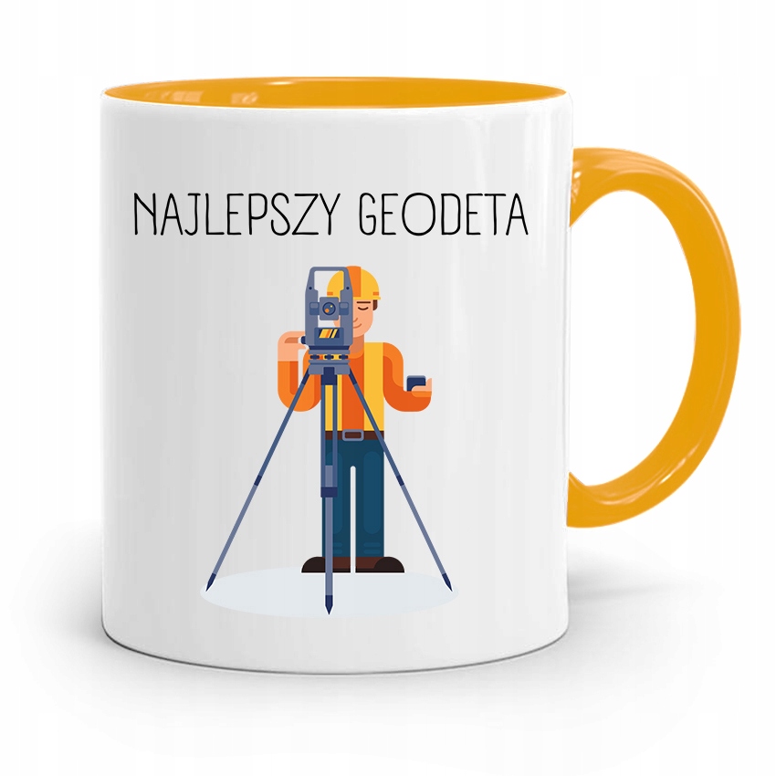 Kubek Żółty Dla Geodety Najlepszy Geodeta Prezent Z Nadrukiem Ze Zdjęciem