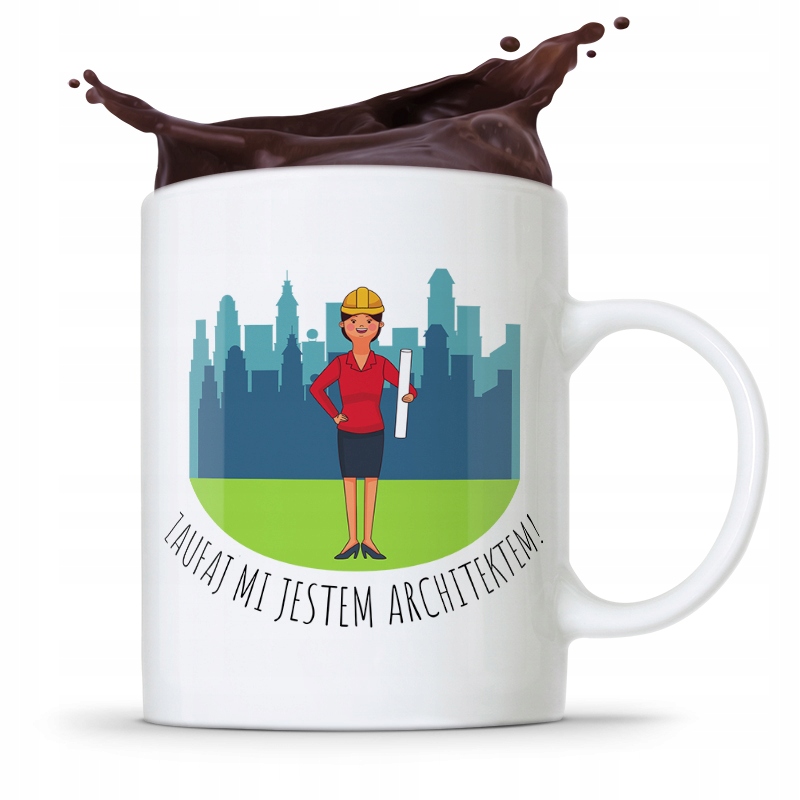 Kubek Architekta Projektanta Zaufaj Mi! Prezent Z Nadrukiem Ze Zdjęciem