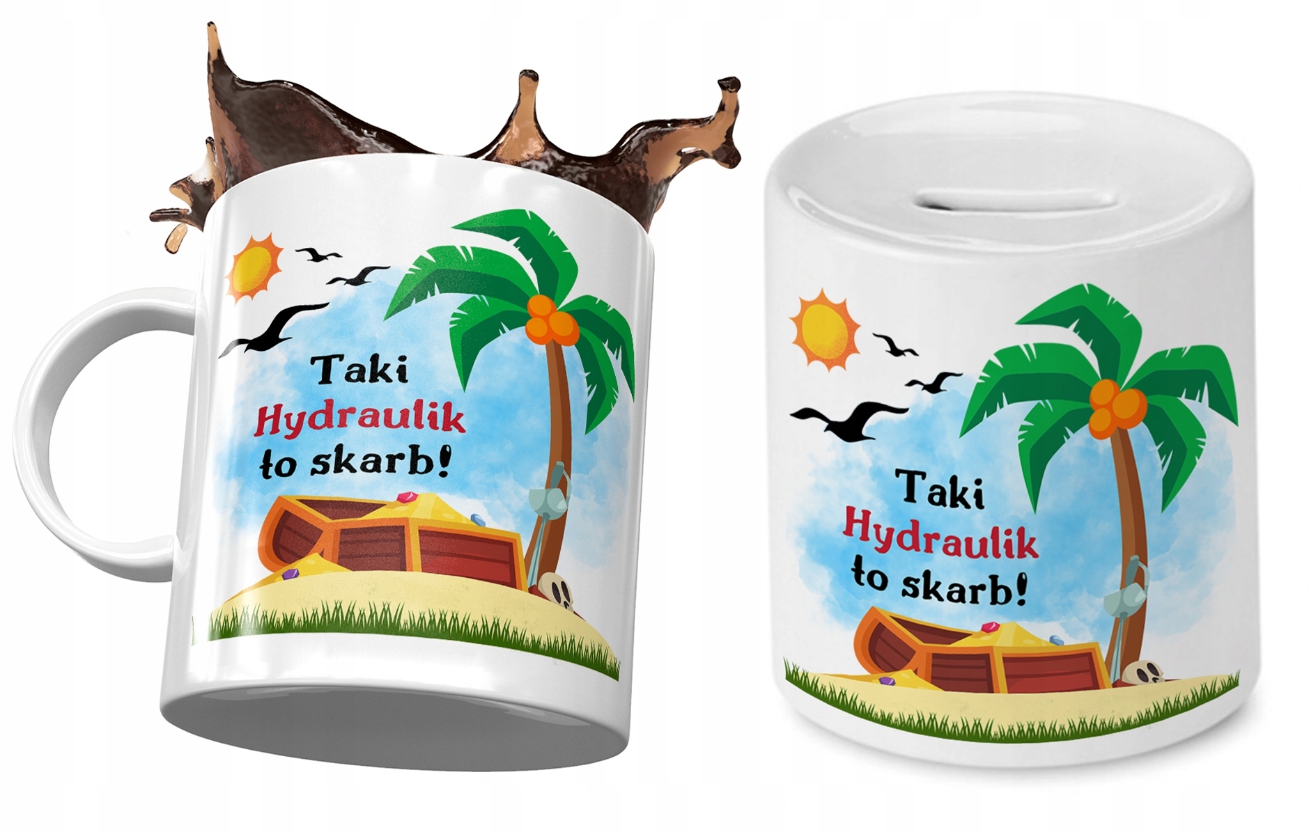 Dla Hydraulika Zestaw Kubek + Skarbonka Prezent Z Nadrukiem Ze Zdjęciem