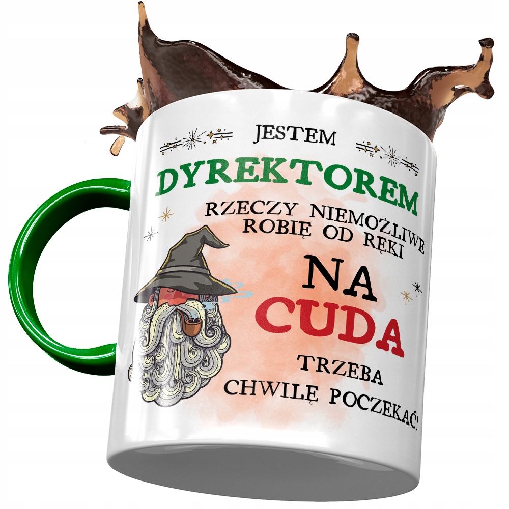 Kubek Zielony Dla Dyrektora Na Cuda Trzeba Chwile Z Nadrukiem Ze Zdjęciem