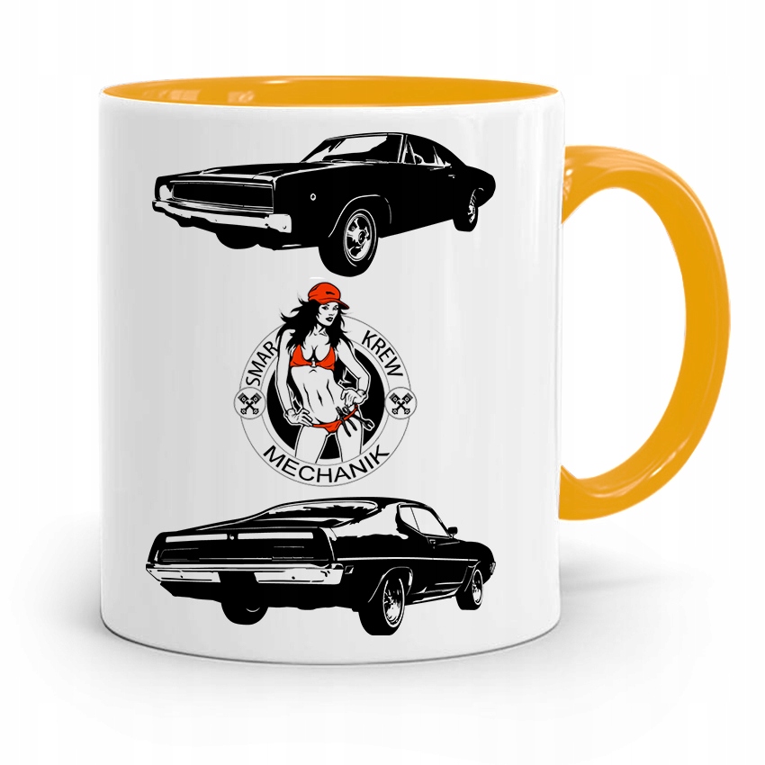 Kubek Żółty Dla Mechanika Smar Krew Mechanik Z Nadrukiem Ze Zdjęciem