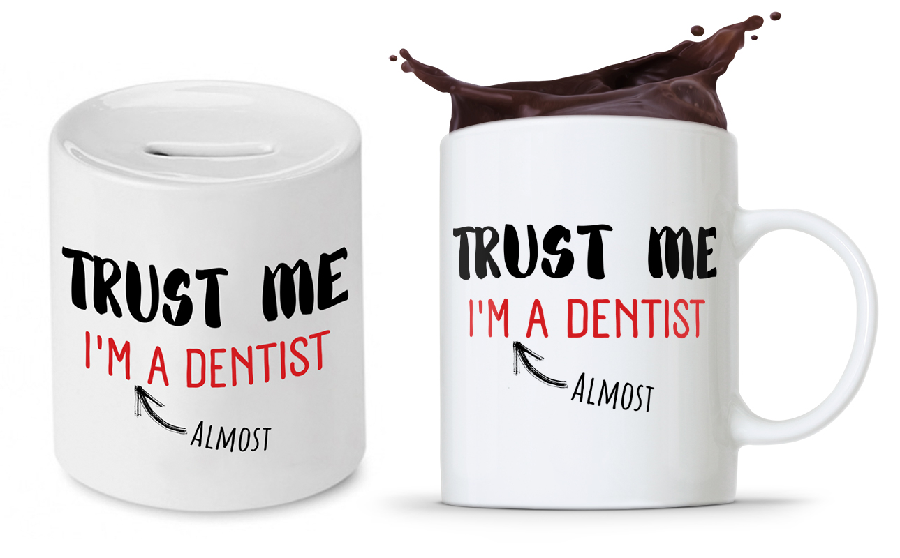 Zestaw Dla Dentysty Stomatologa Kubek + Skarbonka Z Nadrukiem Ze Zdjęciem