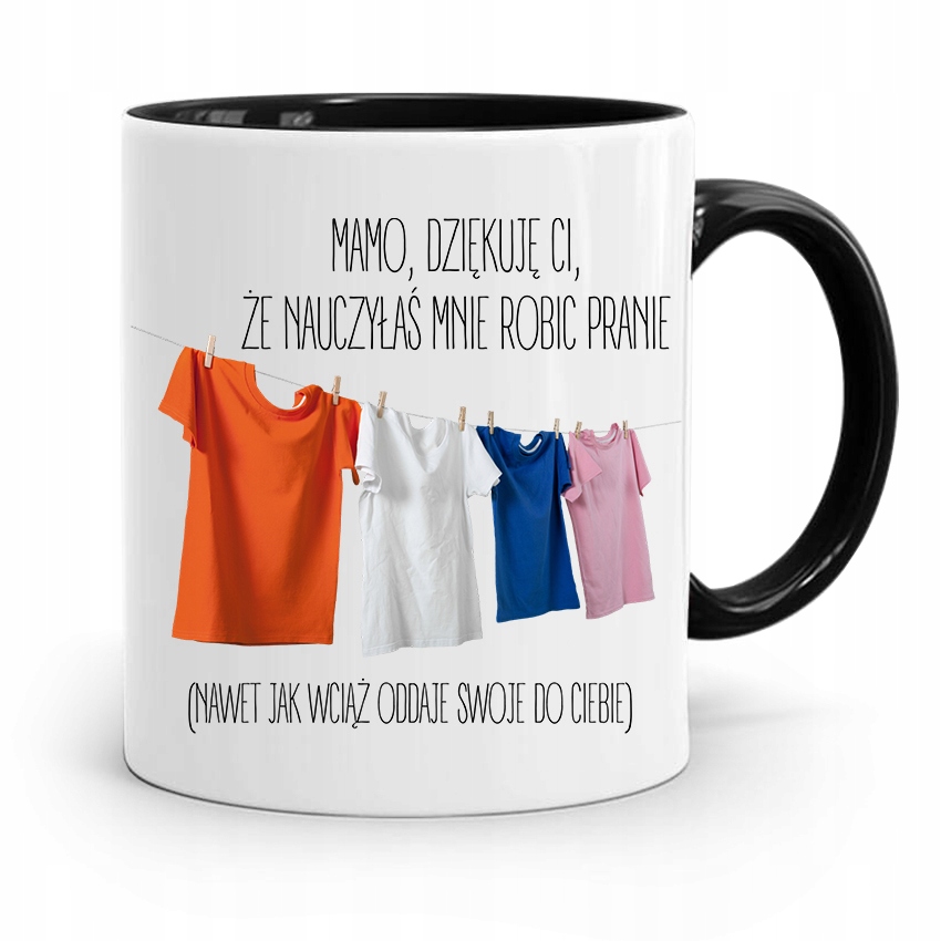 Kubek Czarny Dla Mamy Dziękuję Że Nauczyłaś Mnie Z Nadrukiem Ze Zdjęciem