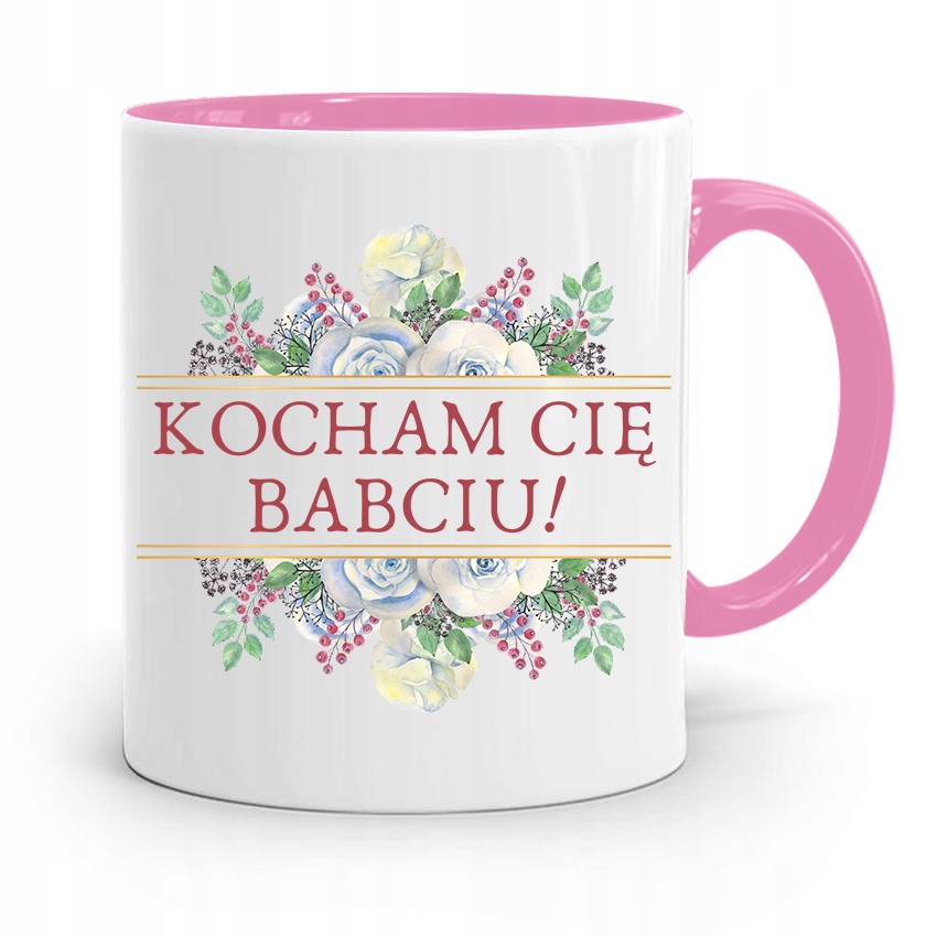 Kubek Różowy Dla Babci Kocham Cię Babciu Z Nadrukiem Ze Zdjęciem