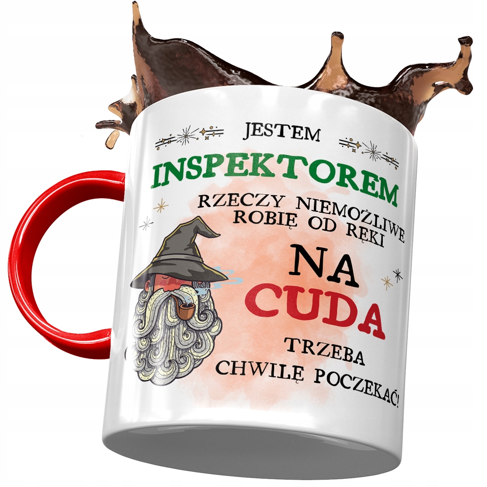 Kubek Czerwony Dla Inspektora Na Cuda Trzeba Z Nadrukiem Ze Zdjęciem