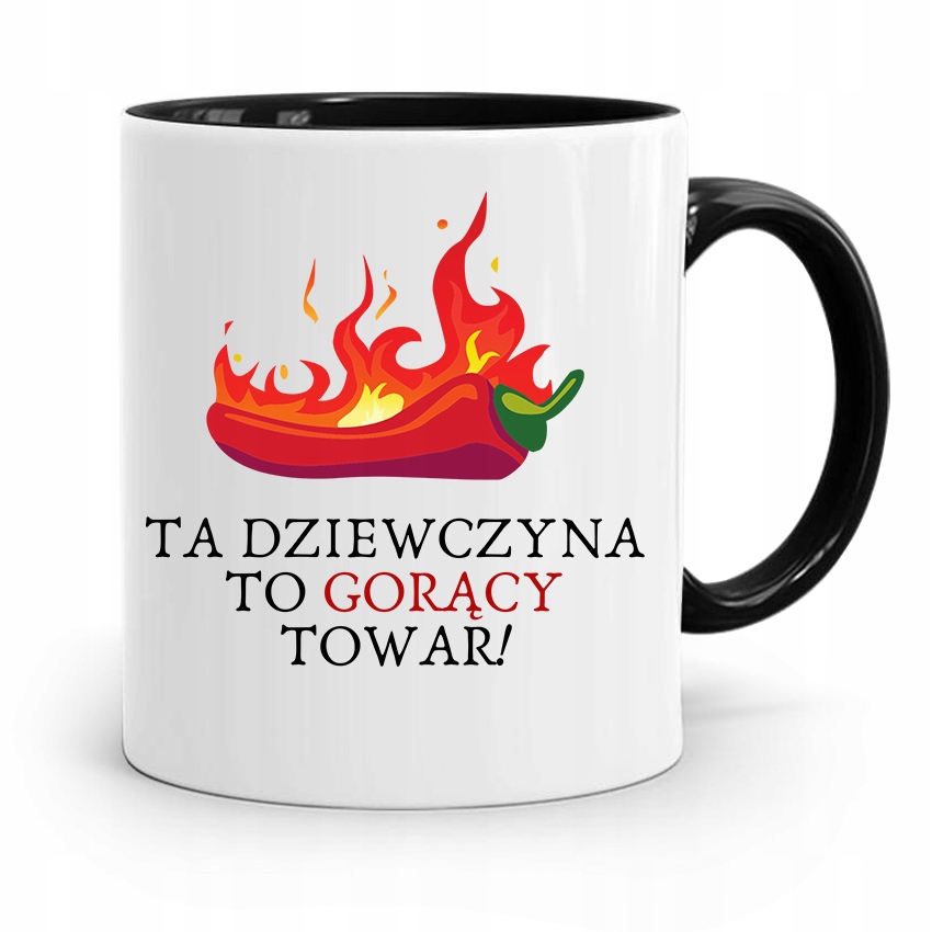 Kubek Czarny Dla Dziewczyny Żony Gorący Towar! Z Nadrukiem Ze Zdjęciem