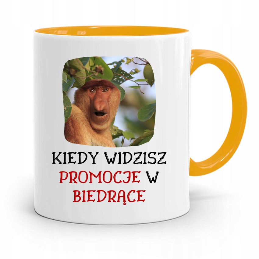Kubek Żółty Nosacz Janusz Kiedy Widzisz Promocje Z Nadrukiem Ze Zdjęciem