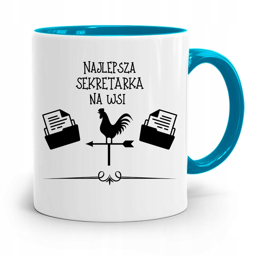 Kubek Błękitny Prezent Dla Sekretarki Najlepsza Z Nadrukiem Ze Zdjęciem