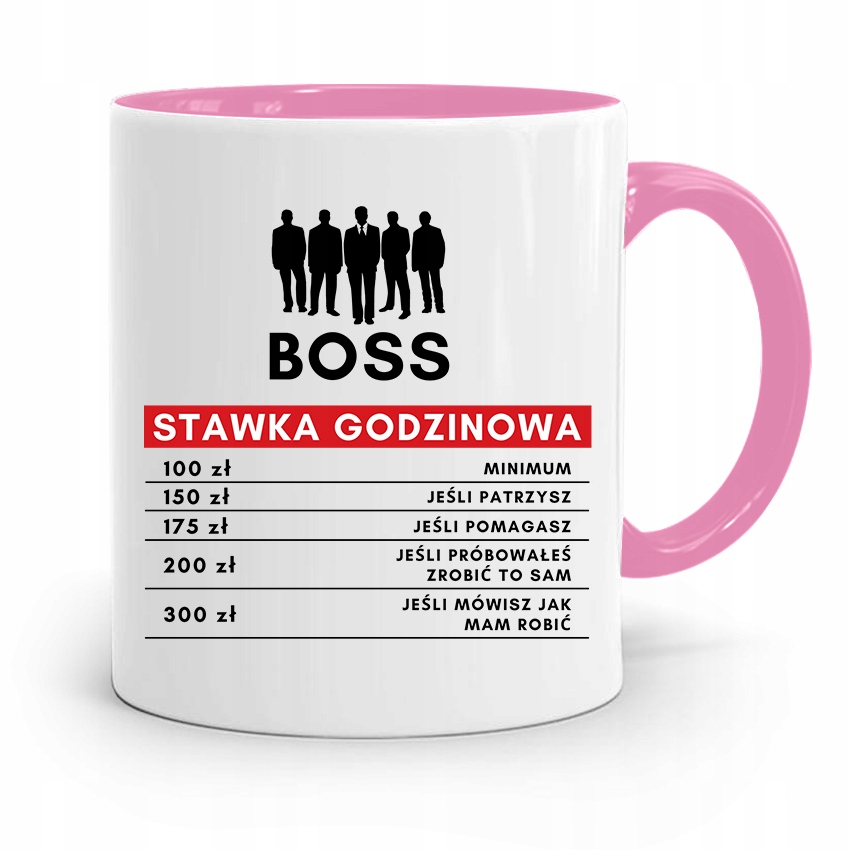 Kubek Różowy Dla Szefa Boss Stawka Godzinowa Z Nadrukiem Ze Zdjęciem
