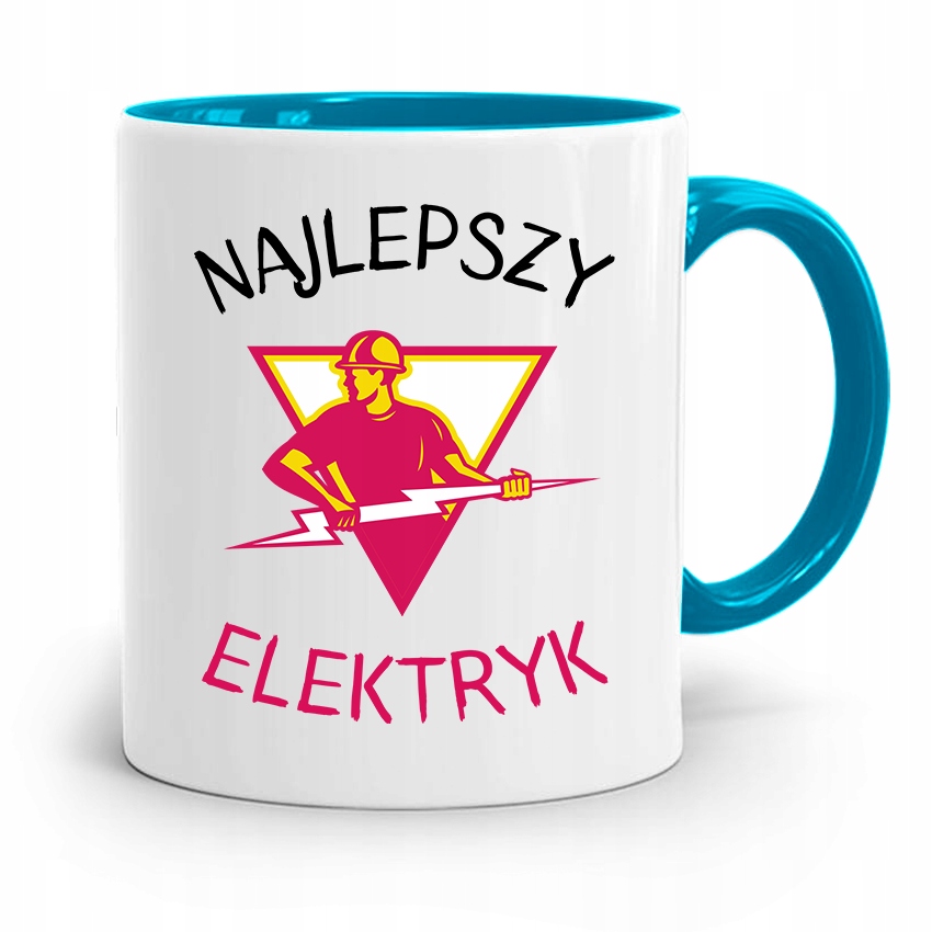 Kubek Błękitny Najlepszy Prezent Dla Elektryka Z Nadrukiem Ze Zdjęciem