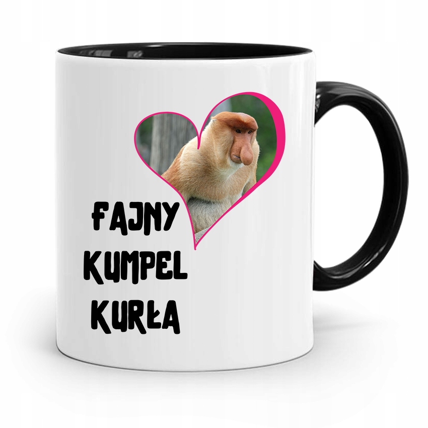 Kubek Czarny Dla Przyjaciela Fajny Kumpel Kurła Z Nadrukiem Ze Zdjęciem