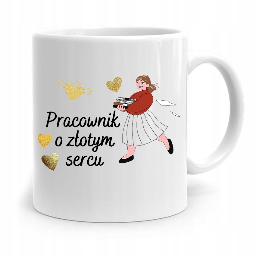 Dla Pracownika Robotnika Kubek O Złotym Sercu Z Nadrukiem Ze Zdjęciem