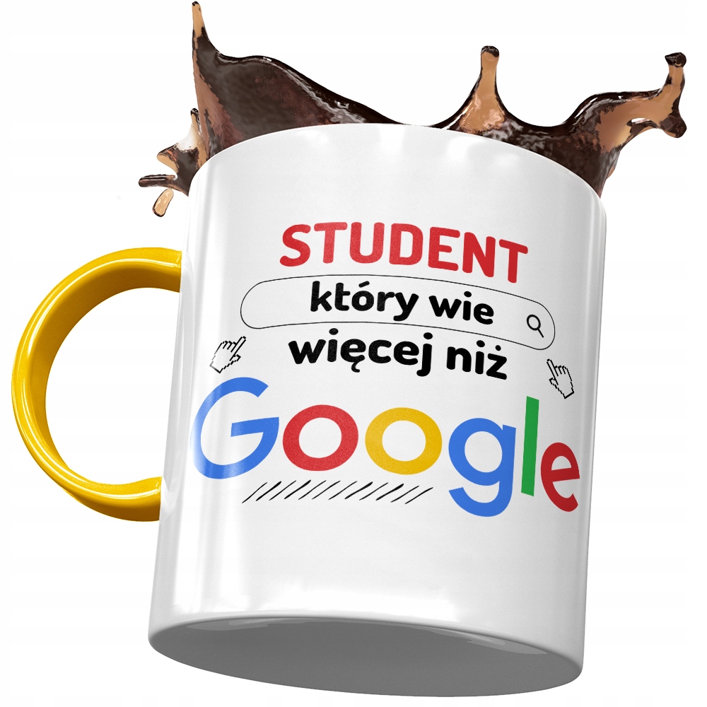 Kubek Żółty Dla Studenta Który Wie Więcej Niż Gogl Z Nadrukiem Ze Zdjęciem