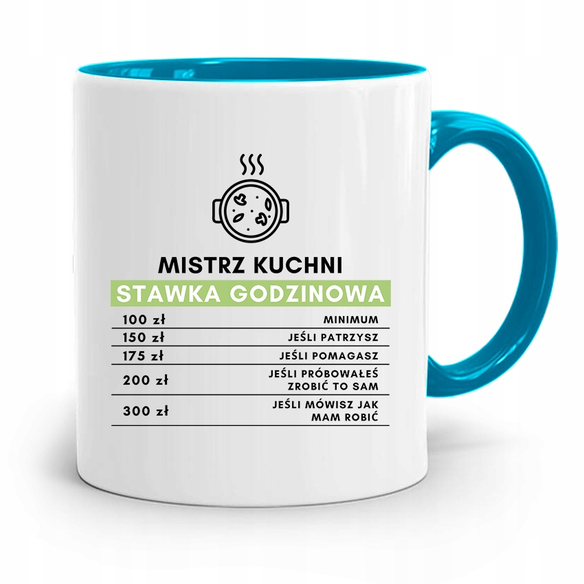 Kubek Błękitny Dla Kucharza Mistrz Kuchni Stawka Z Nadrukiem Ze Zdjęciem