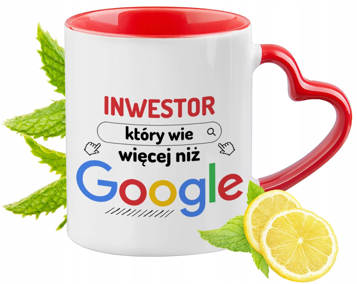 Kubek Dla Inwestora Czerwony Z Uszkiem W Kształcie Serca Na Prezent