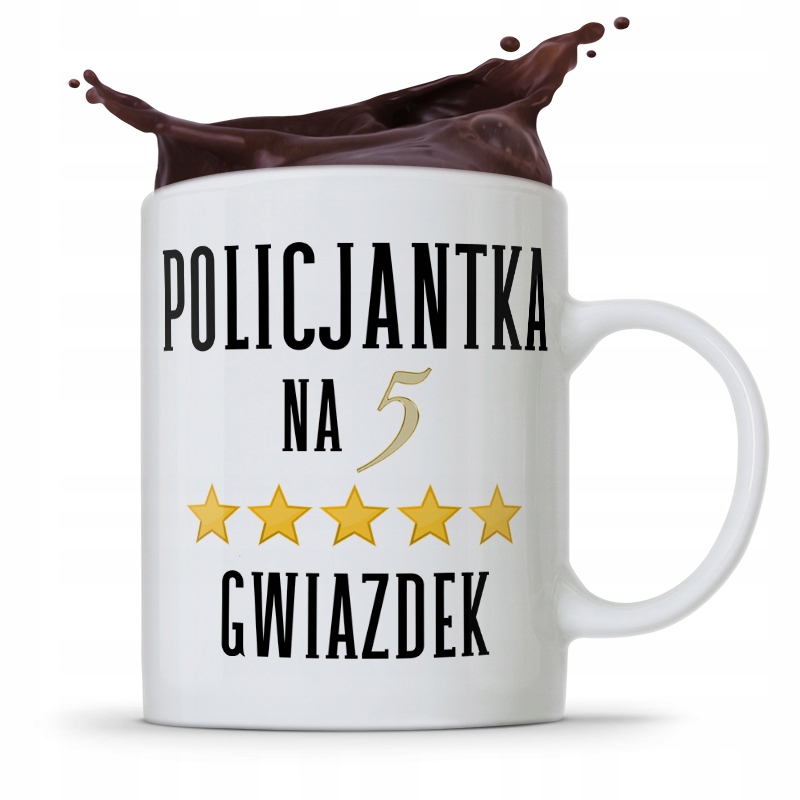 Kubek Prezent Dla Policjantki Na Pięć Gwiazdek Z Nadrukiem Ze Zdjęciem