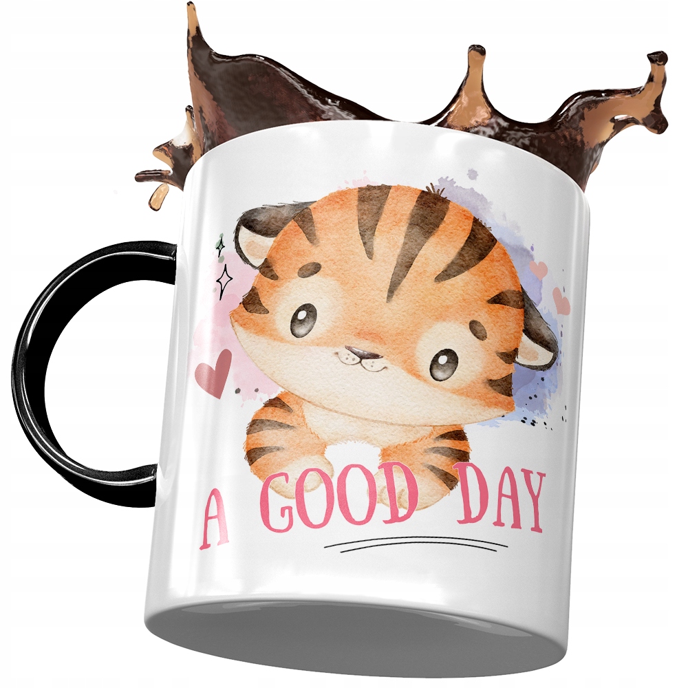 Kubek Czarny Z Tygryskiem Tygrysem Słodki Prezent Z Nadrukiem Ze Zdjęciem