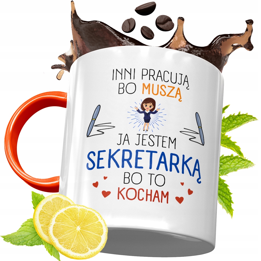 Kubek Pomarańczowy Dla Sekretarki Prezent Z Nadrukiem Ze Zdjęciem