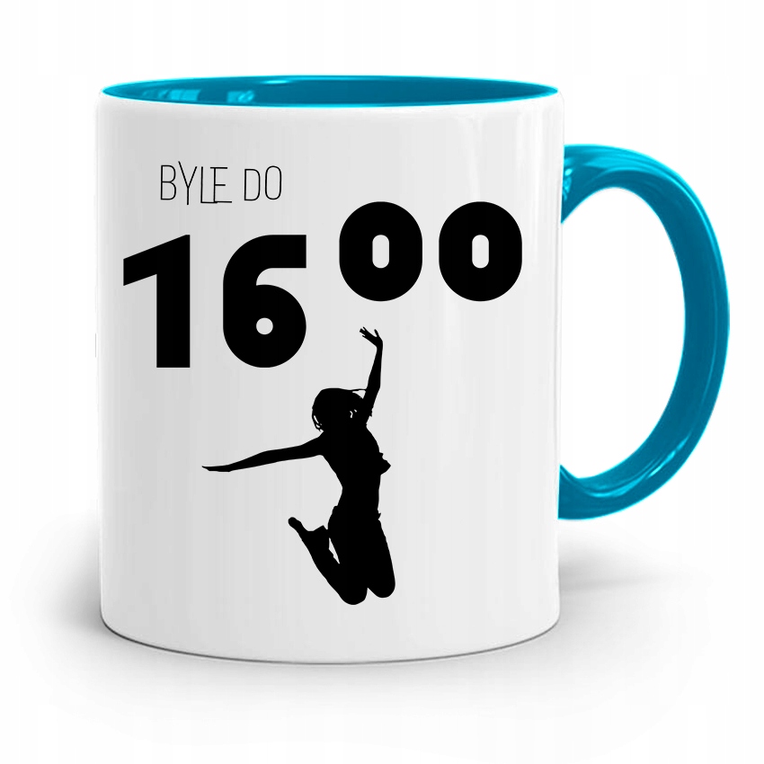 Kubek Błękitny Śmieszny Zabawny Byle Do 16:00 Z Nadrukiem Ze Zdjęciem