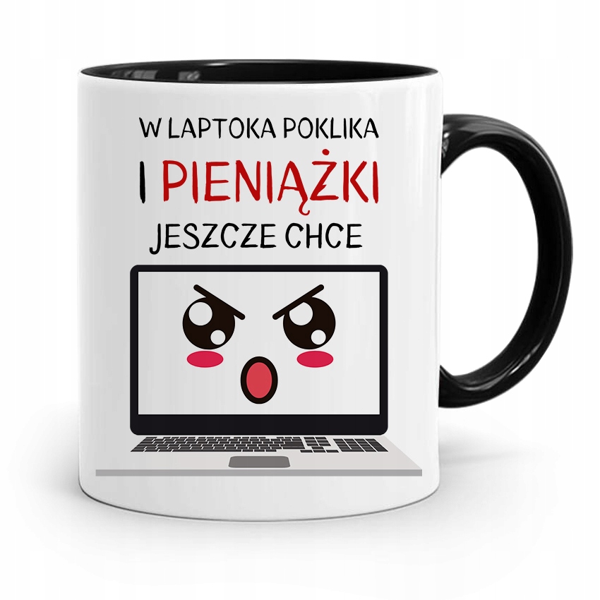Kubek Czarny Informatyka Programisty Pieniążki Z Nadrukiem Ze Zdjęciem