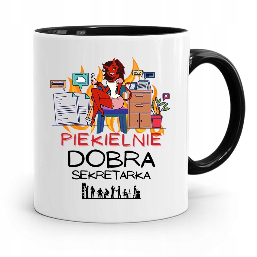 Kubek Czarny Prezent Dla Sekretarki Piekielnie Z Nadrukiem Ze Zdjęciem