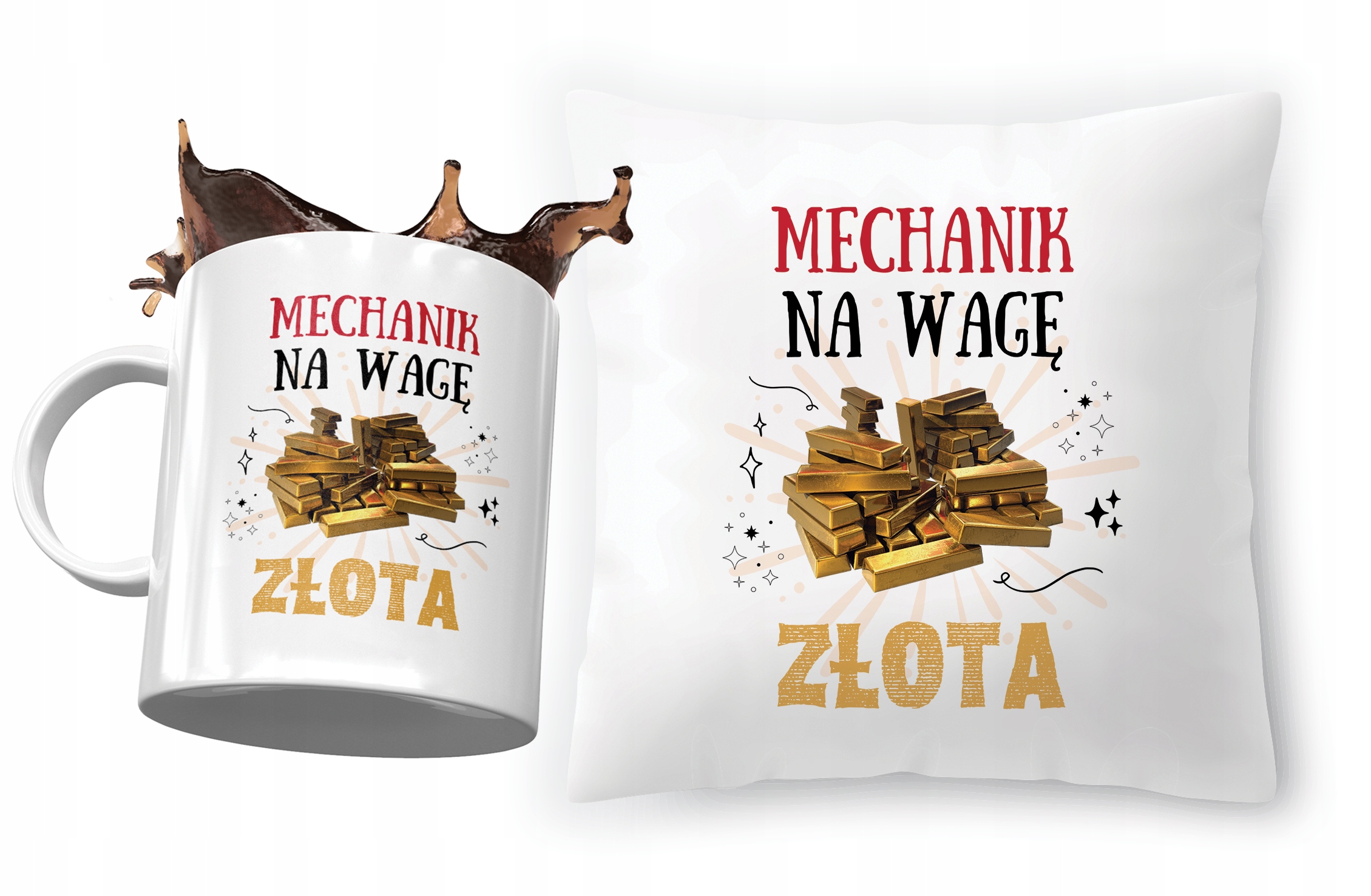 Dla Mechanika Zestaw Poduszka + Kubek Na Prezent Z Nadrukiem Ze Zdjęciem