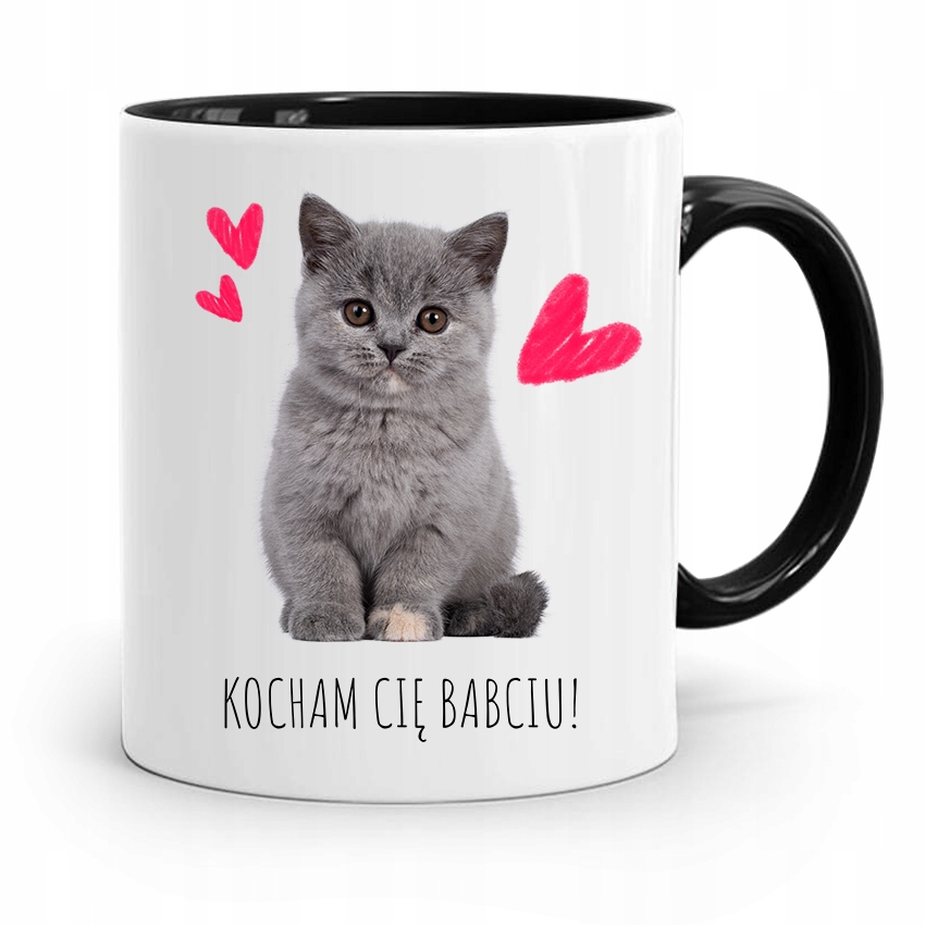 Kubek Czarny Dzień Babci Kocham Cię Babciu Prezent Z Nadrukiem Ze Zdjęciem
