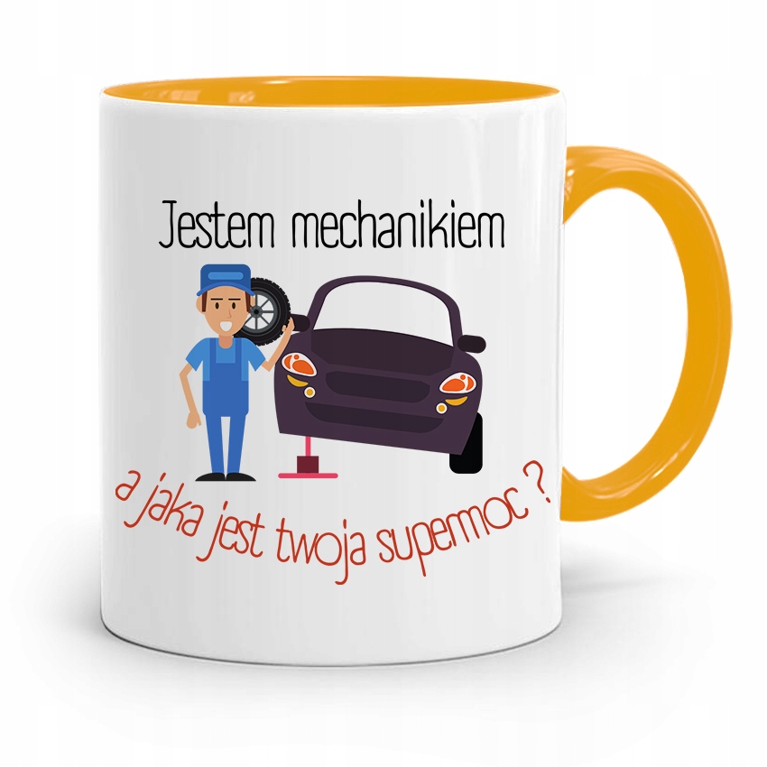 Kubek Żółty Prezent Mechanika Jestem Mechanikiem Z Nadrukiem Ze Zdjęciem