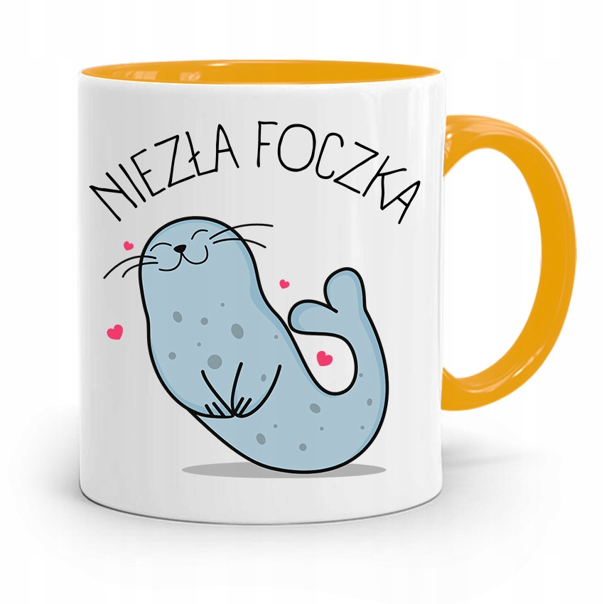 Kubek Żółty Śmieszny Zabawny Niezła Foczka Prezent Z Nadrukiem Ze Zdjęciem