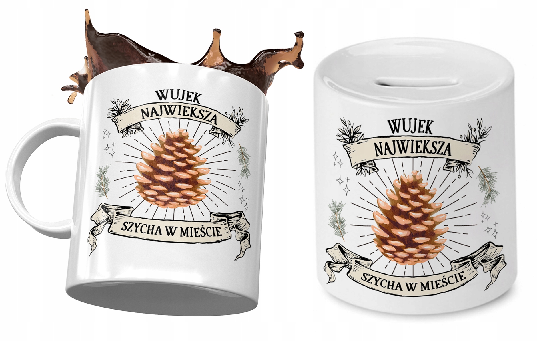 Dla Wujka Zestaw Kubek + Skarbonka Na Prezent Z Nadrukiem Ze Zdjęciem