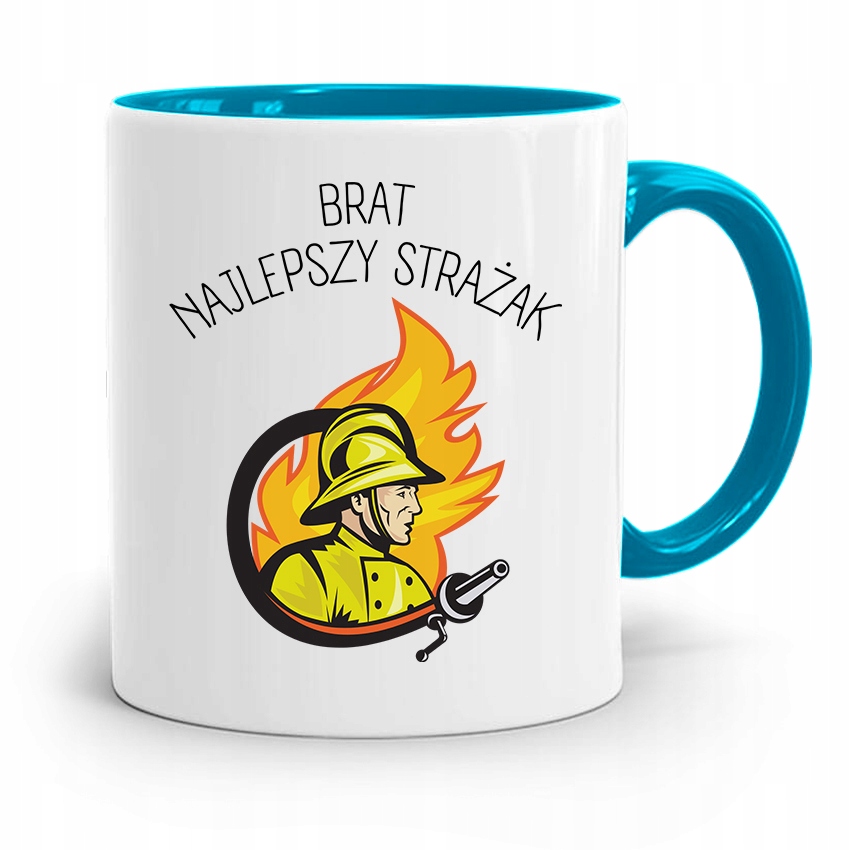 Kubek Błękitny Prezent Brat Najlepszy Strażak Z Nadrukiem Ze Zdjęciem