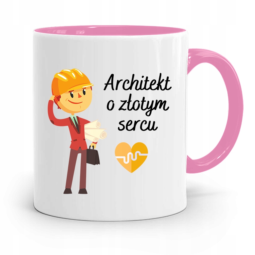 Kubek Różowy Architekta O Złotym Sercu Prezent Z Nadrukiem Ze Zdjęciem