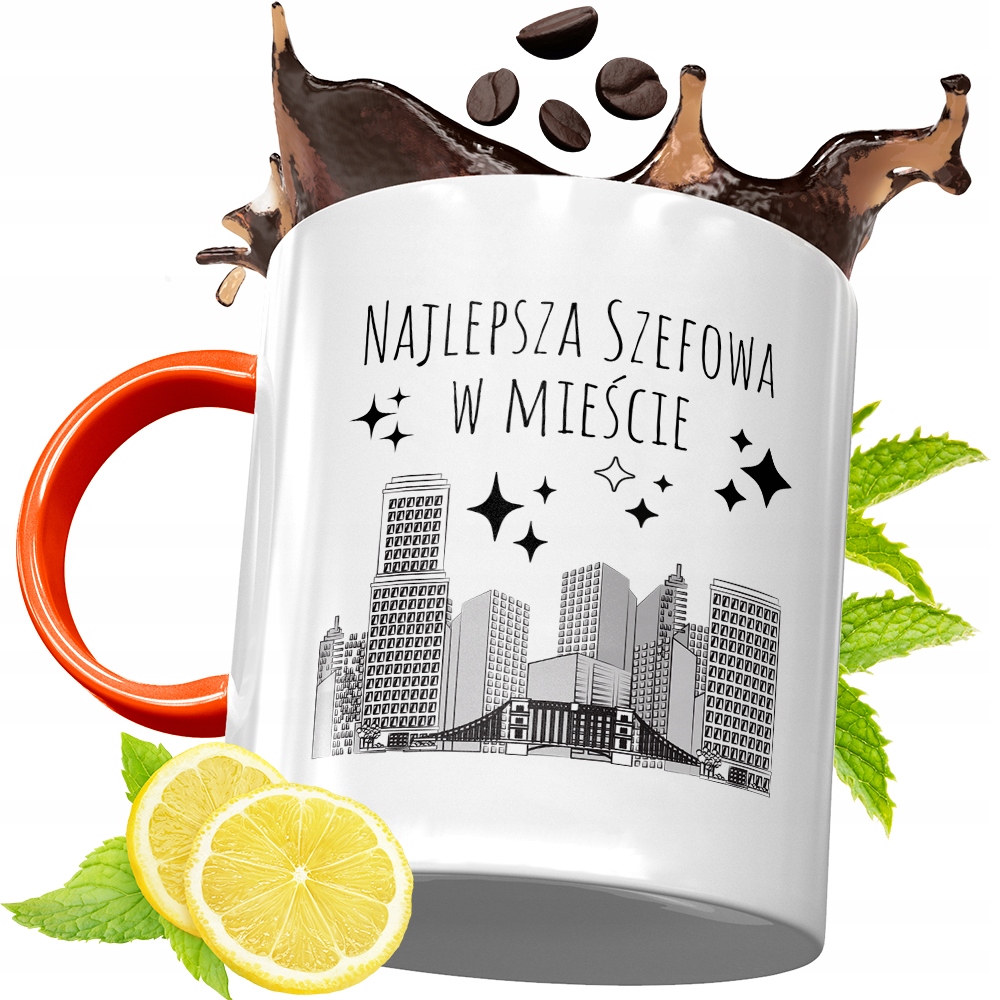 Kubek Pomarańczowy Dla Szefa Prezent Z Nadrukiem Ze Zdjęciem