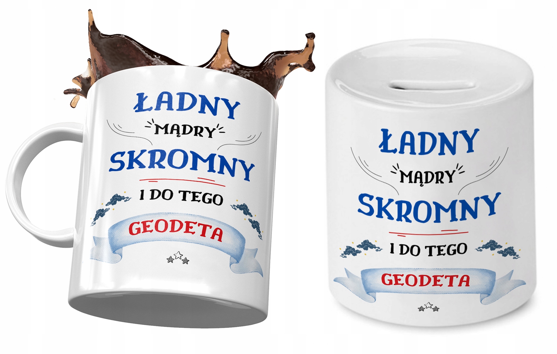 Dla Geodety Zestaw Kubek + Skarbonka Na Prezent Z Nadrukiem Ze Zdjęciem