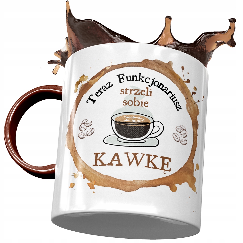 Kubek Bordowy Dla Funkcjonariusza Strzeli Kawkę Z Nadrukiem Ze Zdjęciem