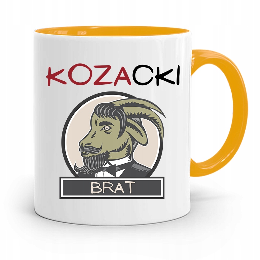 Kubek Żółty Prezent Dla Brata Dziecka Kozacki Brat Z Nadrukiem Ze Zdjęciem