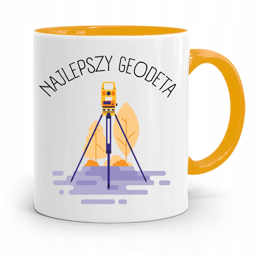 Kubek Żółty Dla Geodety Najlepszy Geodeta Prezent Z Nadrukiem Ze Zdjęciem
