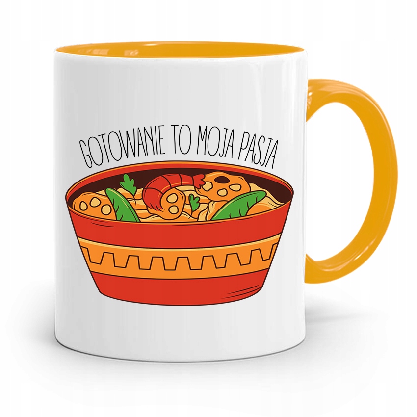 Kubek Żółty Dla Kucharza Gotowanie To Moja Pasja Z Nadrukiem Ze Zdjęciem