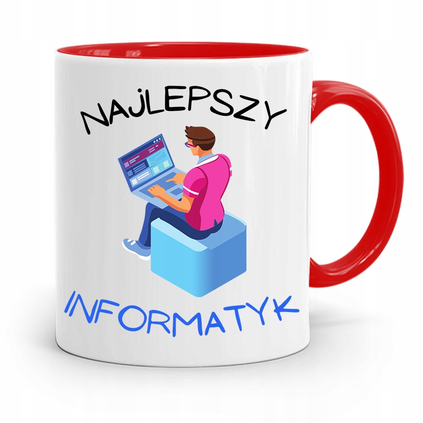 Kubek Czerwony Informatyka Programisty Prezent Z Nadrukiem Ze Zdjęciem